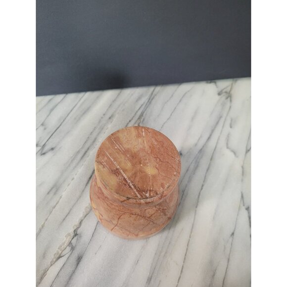 Vintage Brown Swirl Marble Morta 3” Grind Mix Herb Kitchen Tool Pot Planter - Picture 5 of 7